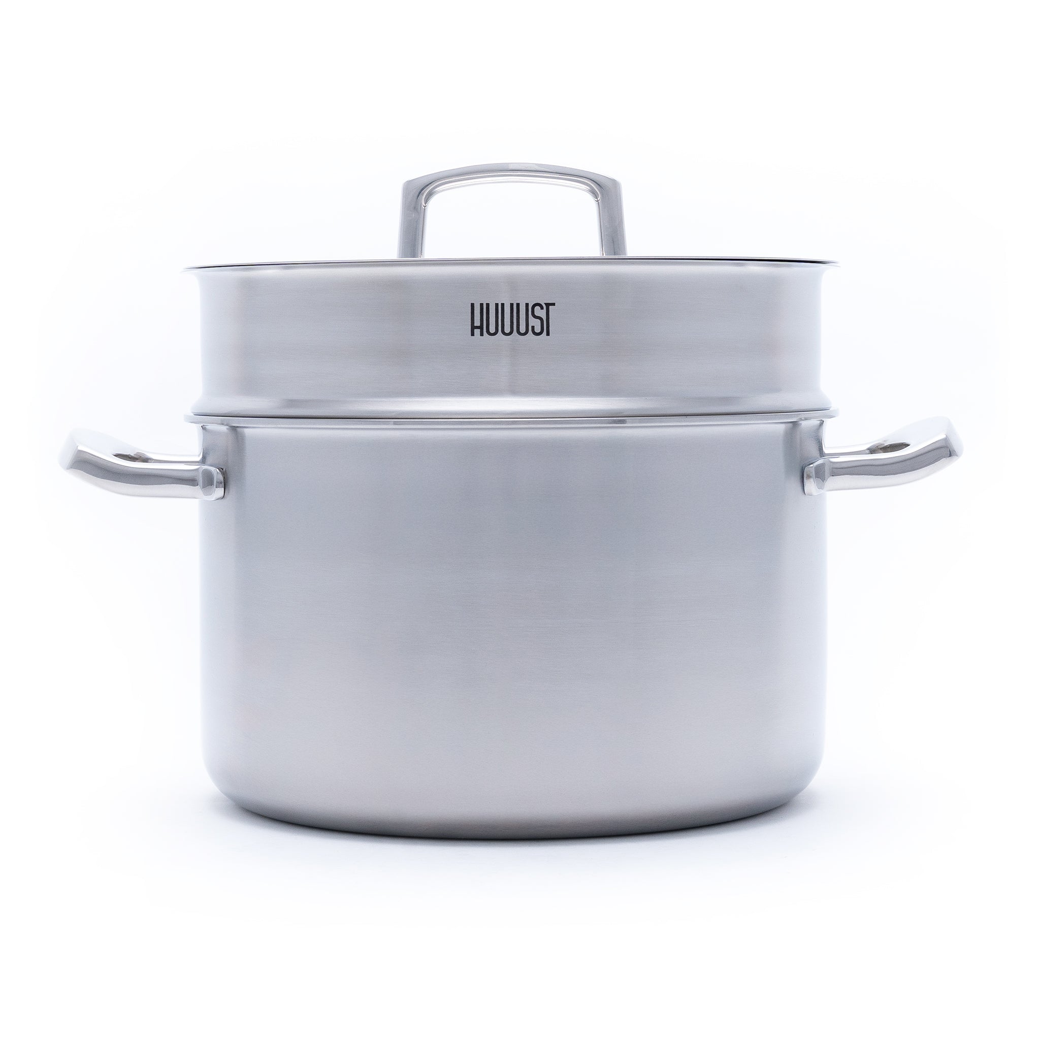 Nerezový napařovák pro zdravou přípravu pokrmů v páře, vhodný jako doplněk k hrncům různých velikostí.