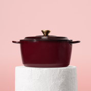 Profesionální hrnec z litiny, 26 cm, smaltovaná úprava pro snadné čištění. Vhodný na všechny typy sporáků. Barva: červená.