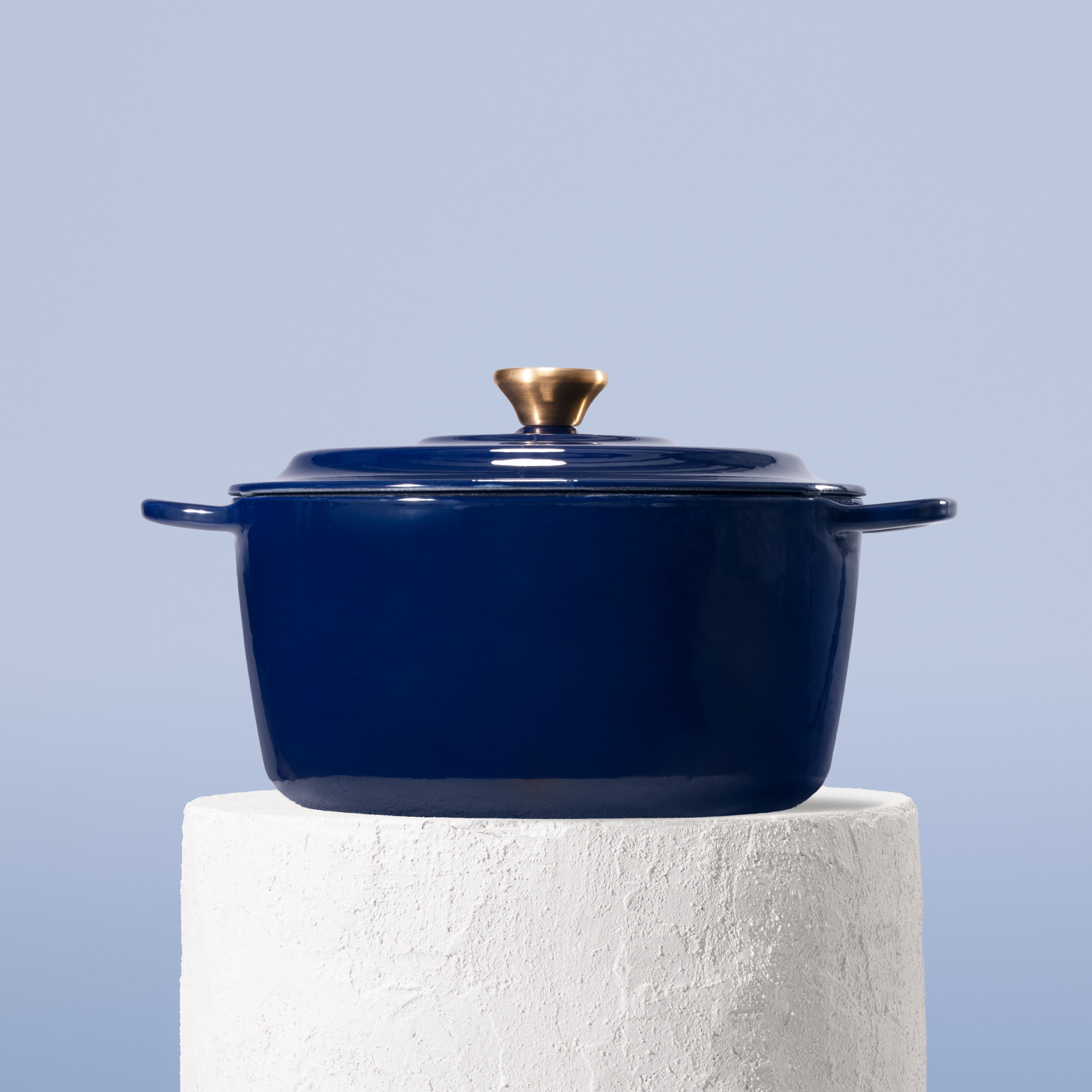 Profesionální hrnec z litiny, 26 cm, smaltovaná úprava pro snadné čištění. Vhodný na všechny typy sporáků. Barva: modrá.