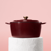 Profesionální hrnec z litiny, 28 cm, smaltovaná úprava pro snadné čištění. Vhodný na všechny typy sporáků. Barva: červená.